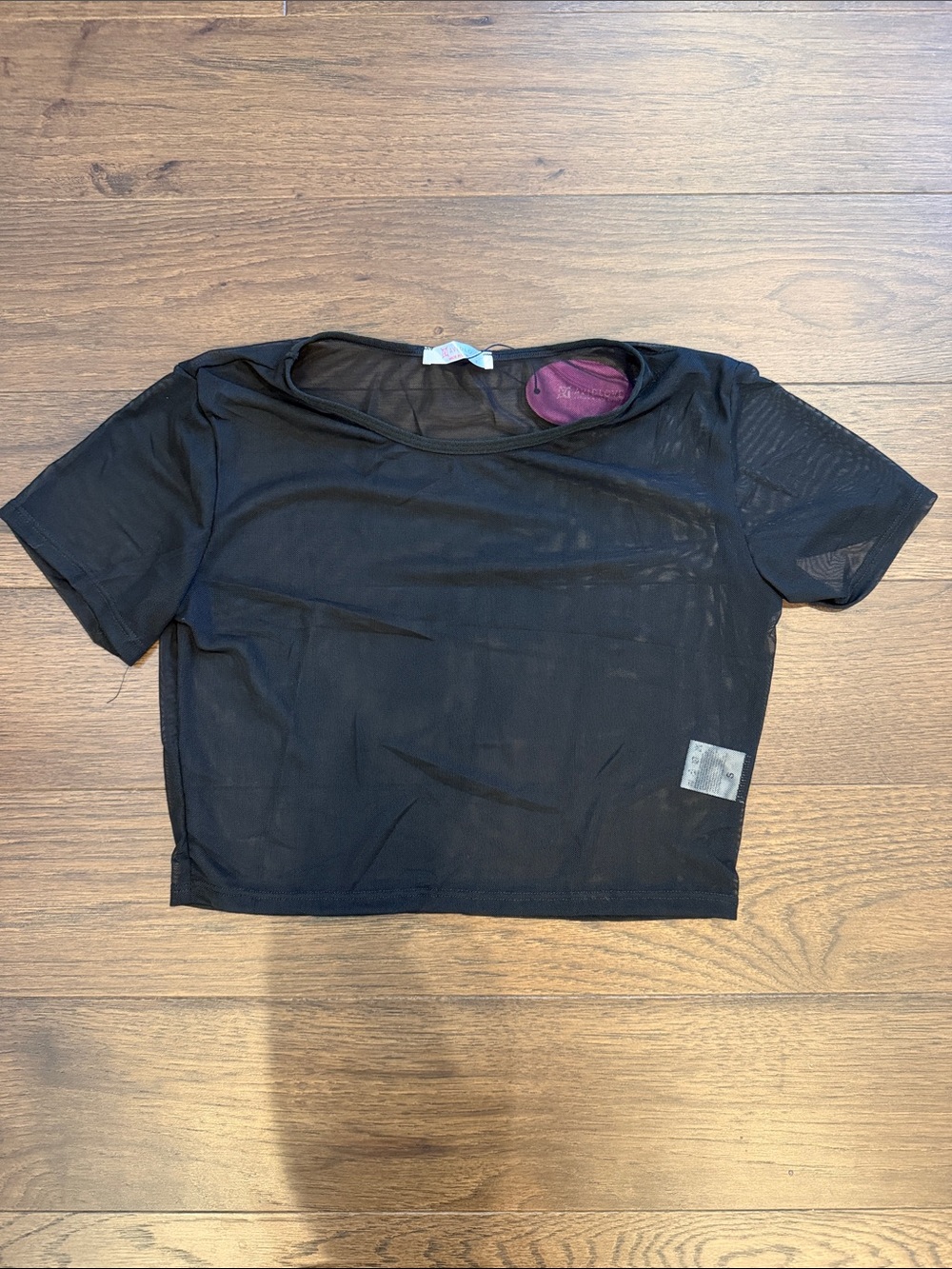 Avidlove Sheer Cropped Black T-Shirt Small NWT C29